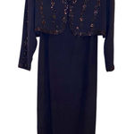 Dana Buchman Dana Butchman 100% Silk vintage beaded iridescent maxi dress & jacket navy 10 Photo 0