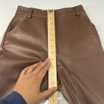 Meshki  Tyra Straight Leg Pants Womens XS Faux Leather Chocolate Brown High Rise Photo 11