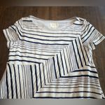 Maeve Anthropologie  Abstract Stripe Dress navy and white - Small Photo 5