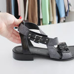 Aquatalia by Marvin K. Leather Cross Strap Sandals Photo 4