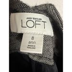 Ann Taylor LOFT Black White Herringbone Twill Wool Blend Wide Leg Trouser Pant 8 Photo 6