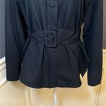 ZARA  Navy Blue Buckle Belt Button Down Shirt Blouse Photo 7