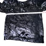 J.O.A. LOS ANGELES NAVY BLUE SEQUIN VELVET CREW NECK SWEATER‎ BC2965 SMALL SHINY Photo 5