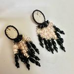 Pink and black beaded vintage statement earrings Photo 2