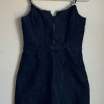 Bebe  Bow Front Fitted Denim Dress in Blue Photo 0