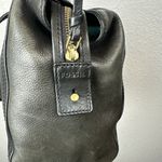 Fossil  Emma Satchel Crossbody Leather Purse Handbag Two Tone Black Charcoal Gray Photo 4