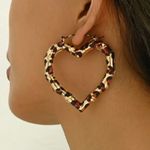 Leopard Print Heart Hoop Earrings – Trendy Animal Print Statement Jewelry Multi Photo 0
