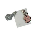 Acrylic Cowboy Hat Ghost Glitter Checkered Print Festive Halloween Earrings Silver Photo 2