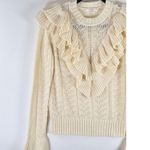 Tularosa Womens Sweater Ivory Manny Wool Blend Ruffle Flared Ribbed Pullover XS Photo 5