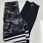 Bombshell sportswear  scrunch thigh high leggings grey black camo size M Photo 0