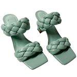 Marc Fisher Hammy Leather Square Toe Slip On Block Heel Mint Green Shoes Sz 7.5 Photo 1