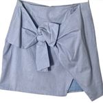 Storia  Faux Wrap Blue/White Pinstripe Mini Skirt Size Medium 100% Cotton Photo 0