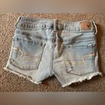 American Eagle  Shortie Distress Blue White Washed Denim Jean Shorts Lace Pockets Photo 11