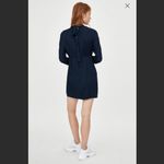 ZARA  Mini Dress S Satin High Mock Neck Tie Polka Dot Long Sleeve Navy Blue Black Photo 11