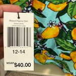 Vera Bradley  Lemon Grove Ribbed Pajama Shirt Top Green Yellow  12/14 Large NWT Photo 4