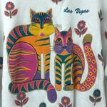 Vintage Art Paint all over cats and daisies gold colorful women’s sweatshirt OS‎ Pink Size L Photo 2