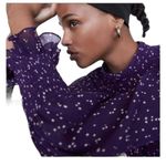 ZARA  PURPLE SMOCKED
WAIST & CUFFS POLKA DOT
MINI JUMPERSUITE DRESS SIZE MEDIUM Photo 7