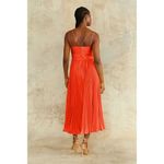 Amur Krisley Spicy Coral‎ Pleated Cocktail Midi Dress Size 4 NWT Orange Photo 6