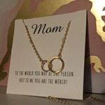 2/$25 Listing 🛍 Minimalist Gold Tone Dainty Sentiment “Mom” Necklace with Card Photo 0