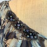 Karen Kane  sheer blue floral blouse with dolman sleeves and beaded neckline Photo 4