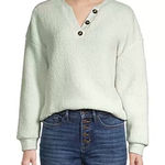 a.n.a . A New Approach Faux Sherpa Henley Pullover Sweatshirt Mint‎ Green Small Photo 0