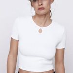 ZARA Cropped Textured Weave Top White Short Sleeve Crop Top Photo 0