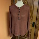 American Eagle  Rust Henley Sweater | Lightweight Knit Long Sleeve Photo 4