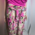 New Look Plazzo Pants Floral Elastic Waist Wide Leg Pink Muti Color Size M Photo 1