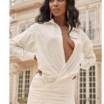 House Of CB  Nicolette Poplin Shirtdress Long Sleeve Open Front MinI Dress XS Photo 0