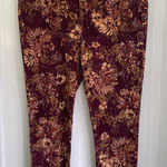 Seven7  High Rise Skinny Corduroy Pants Dark‎ Floral Print Fall Women's Size 18 Photo 0