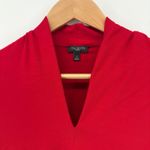 Talbots  Woman Red V Neck Long Sleeve Top Size X Casual Basic Everyday Stretch Photo 1