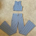 Hollister Social Tourist Blue Boho Western Crop Top Flare Pant Set Photo 0