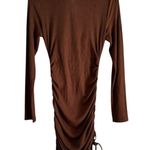 Princess Polly  Brown Neive Long Sleeve Ribbed Ruched Mini Dress Size 6 Photo 4