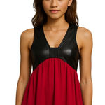 Funktional Dress Silk Lambskin Leather Black Pink Sleeveless Y2K Women's Medium Photo 0