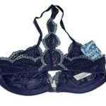 Free People  Slow Dance Underwire Bra Navy with  Turquoise 32D Photo 1