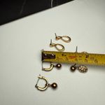 Monet Signed  Gold Tone Dangle Pierced Earrings 2 With Rhinestone Lot Of 3 Photo 3