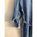 Given Kale Dress Women's L Lightweight Blue Chambray Button Up Shirt Raw Hem Size L Photo 1