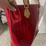Arcadia Glossy Red and Tan Tote Bag Photo 13