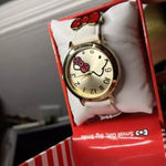 Hello Kitty  Gold Face Watch White Strap Red Bow New In Box Photo 0