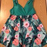 SheIn New Women’s Tankini Tropical 🌴 Palm Leaf Swimsuit Top Green Pink Size Small Photo 1