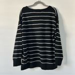 H&M Black White Stripe V Neck Oversized Wool Blend Sweater L Photo 1