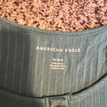 American Eagle  Sage‎ Green Ribbed Henley Short Sleeve T-Shirt Medium Photo 1