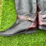 Vintage Italian Leather Equestrian Riding Boots Horse Emblem Tall Buckle 37 1/2 Black Size 6.5 Photo 2