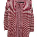 Talbots 100% Pure Merino Wool Sweater Cardigan Duster Size SMALL Red White Photo 0