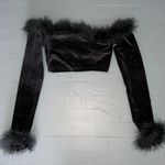 Edikted Nicola Black Velvet Fur Top Photo 0