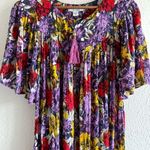 Go Softly Floral Print Short Sleeve V-Neck Zip-Front Patio Dress Size S Photo 4