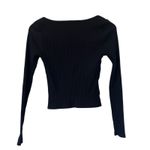 Lovers + Friends  Black Ribbed Long Sleeve Shirt Sz XS Photo 3