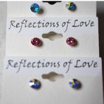 NWT Reflections Of Love Austrian Crystals Blue/Pink/Clear 3Pr Post/Stud Earrings Photo 4