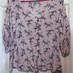 M. Fasis Women's Pink Purple Floral Button Front Tie Waist Size 1X 23 1/2" Long‎ Photo 0