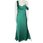 Adrianna Papell  Women's Satin Draped One-Shoulder Mermaid Gown Jungle Sz 10 Photo 1